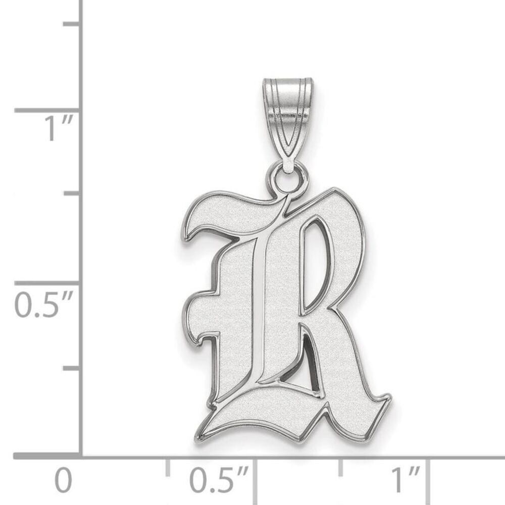 14k White Gold Rice U. Large 'R' Pendant - Picture 2 of 3